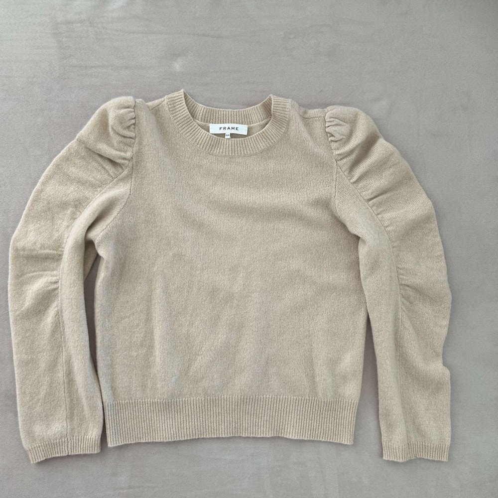 🌿Frame Cashmere Women's Light Tan Crew Neck Sweater🌿